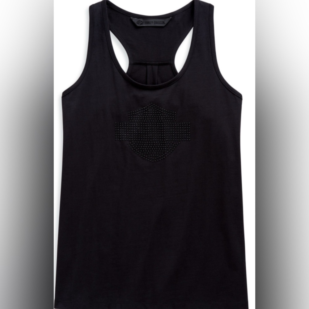 Harley-Davidson brand women’s studded tank. Insignia logo stud on front SZ L